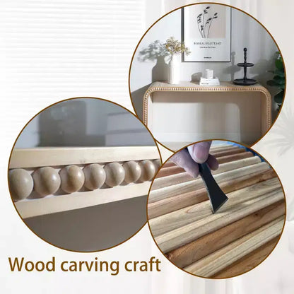 Consolle a cascata da 59 pollici con bordo perlato, lungo tavolo da ingresso curvo in stile Boho Farmhouse per soggiorno, atrio - Panipeachy