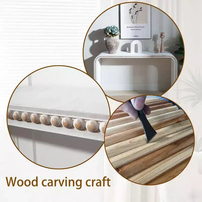 Consolle a cascata da 59 pollici con bordo perlato, lungo tavolo da ingresso curvo in stile Boho Farmhouse per soggiorno, atrio - Panipeachy