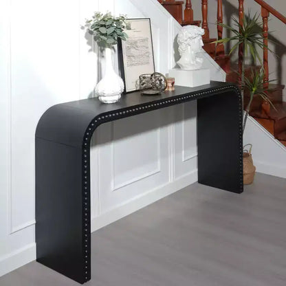 Consolle a cascata da 59 pollici con bordo perlato, lungo tavolo da ingresso curvo in stile Boho Farmhouse per soggiorno, atrio - Panipeachy