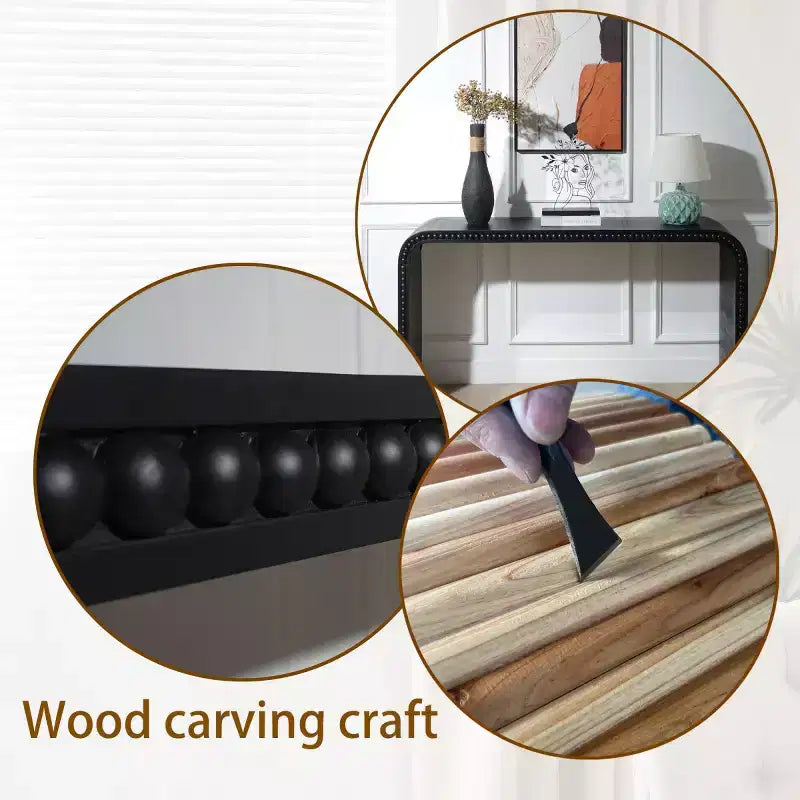 Consolle a cascata da 59 pollici con bordo perlato, lungo tavolo da ingresso curvo in stile Boho Farmhouse per soggiorno, atrio - Panipeachy