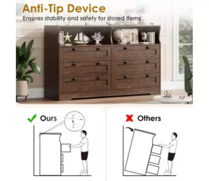 6-Drawer Curved-Edge Chest - Bedroom/Living Room