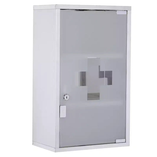 12 x 20 Lockable Medicine Cabinet, 3 Tier Stainless Steel Medical Wall Box with 2 Keys and Shelves for Bathroom