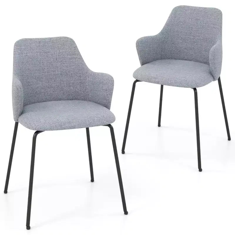 Costway Dining Chairs Set of 2 w/ Curved Backrest Wide Seat & Armrests