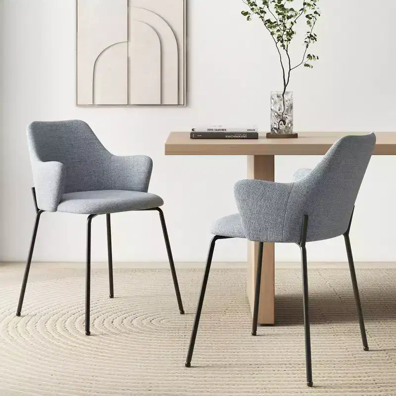 Costway Dining Chairs Set of 2 w/ Curved Backrest Wide Seat & Armrests