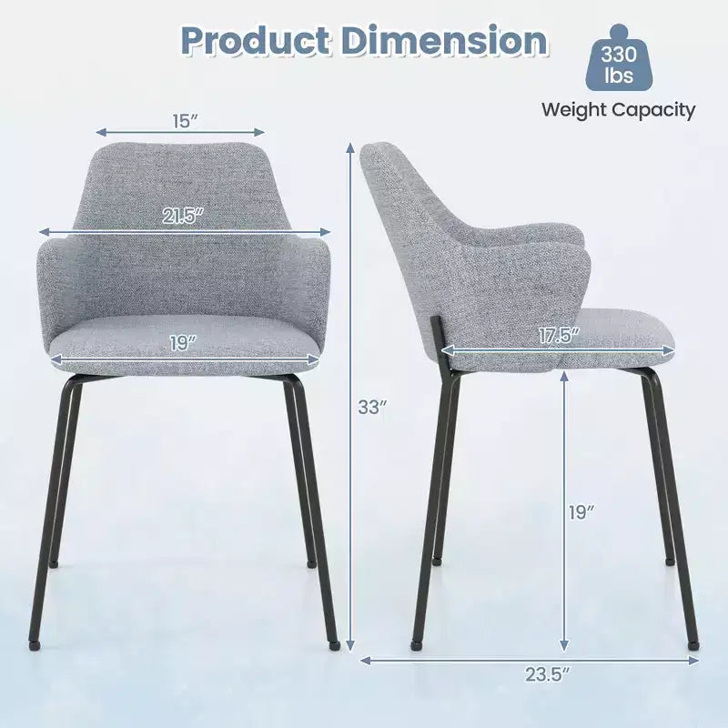 Costway Dining Chairs Set of 2 w/ Curved Backrest Wide Seat & Armrests