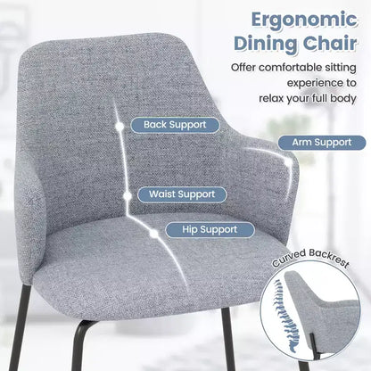 Costway Dining Chairs Set of 2 w/ Curved Backrest Wide Seat & Armrests