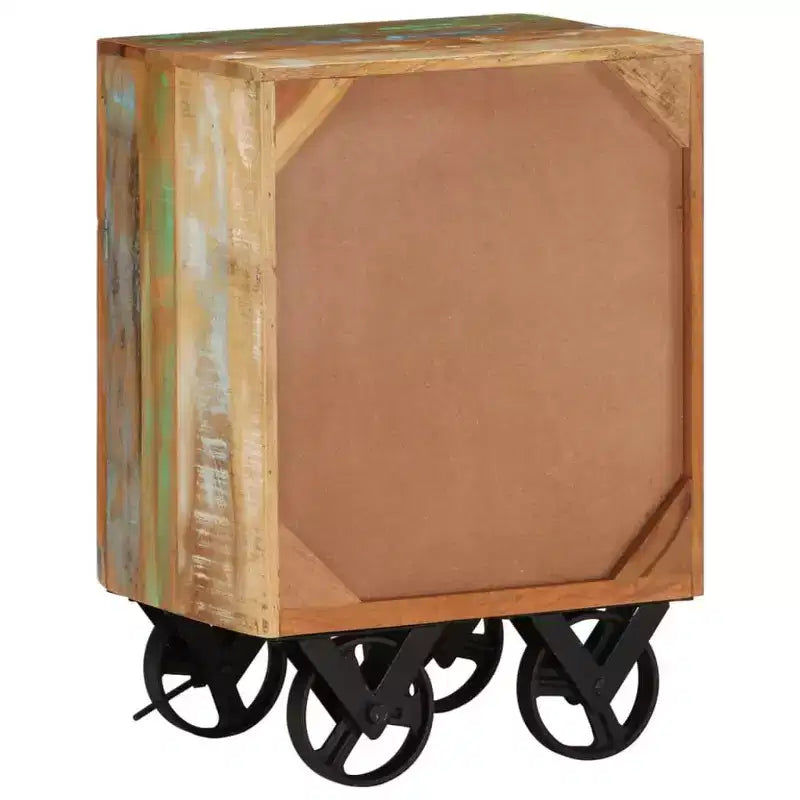 vidaXL Bedside Cabinet with Wheels 15.7x11.8x22.4 Solid Reclaimed Wood
