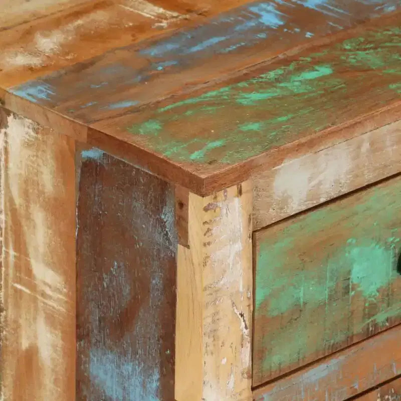 vidaXL Bedside Cabinet with Wheels 15.7x11.8x22.4 Solid Reclaimed Wood