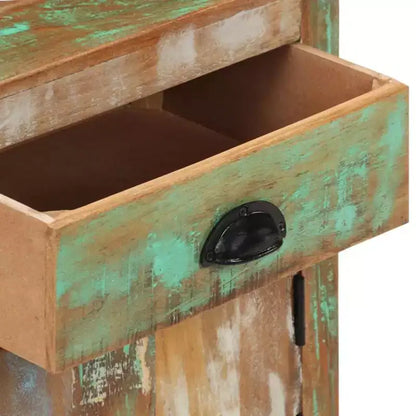 vidaXL Bedside Cabinet with Wheels 15.7x11.8x22.4 Solid Reclaimed Wood
