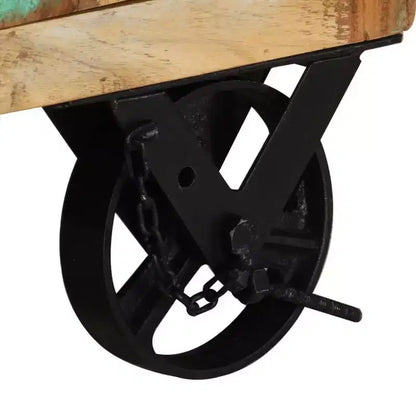 vidaXL Bedside Cabinet with Wheels 15.7x11.8x22.4 Solid Reclaimed Wood