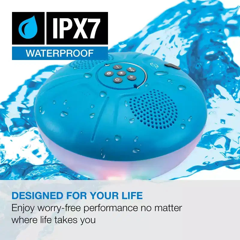 iLive Portable IPX7 Waterproof Wireless Floating Speaker with Color Changing Light Effects, ISBW322BU