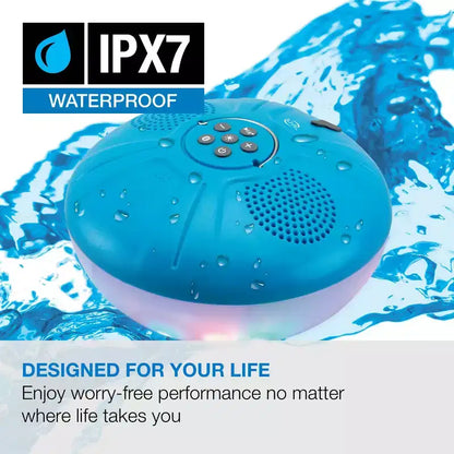 iLive Portable IPX7 Waterproof Wireless Floating Speaker with Color Changing Light Effects, ISBW322BU