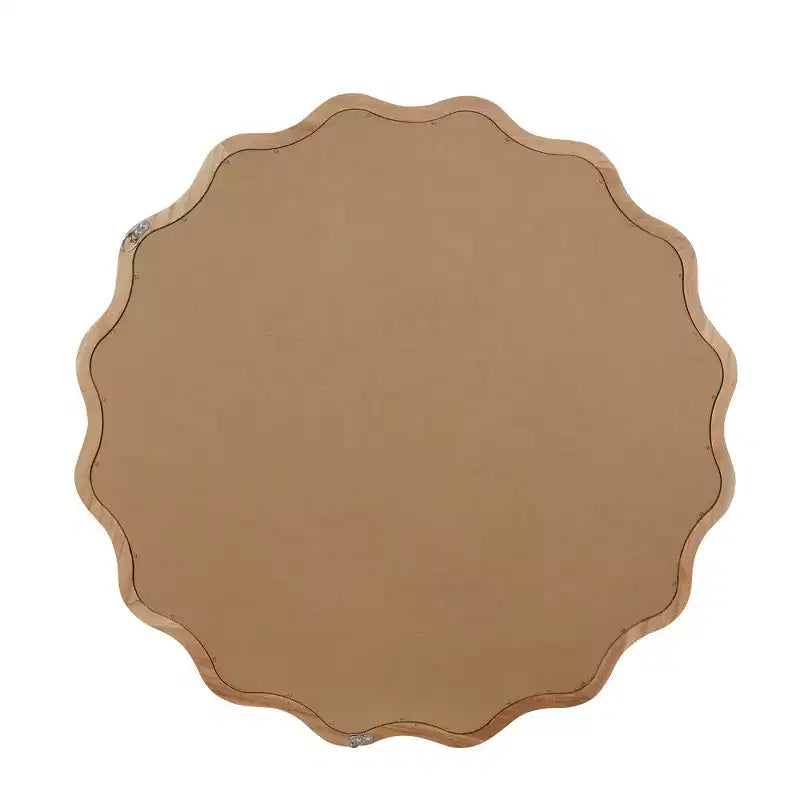 Whisen 36 Wavy Round Decorative Mirror, Solid Wood Frame, Entryway