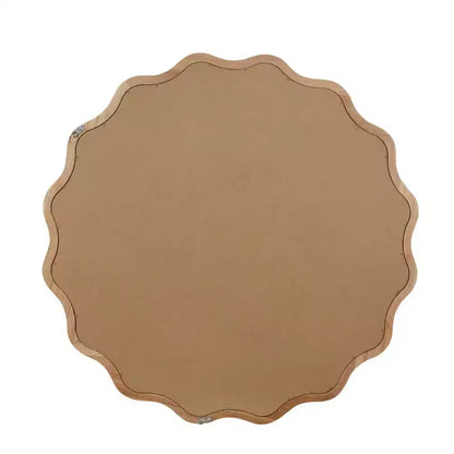 Whisen 36 Wavy Round Decorative Mirror, Solid Wood Frame, Entryway