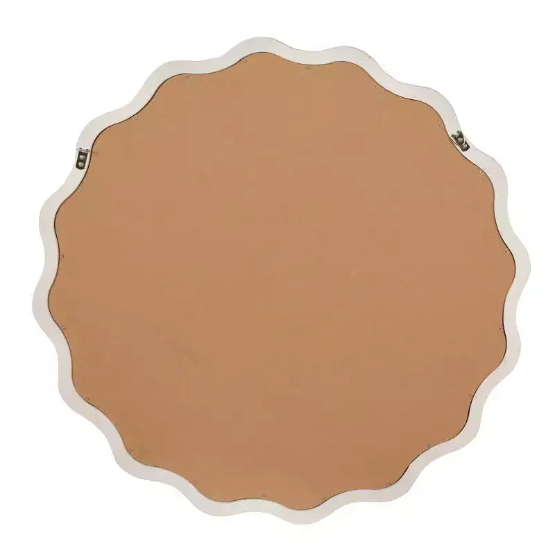 Whisen 36 Wavy Round Decorative Mirror, Solid Wood Frame, Entryway