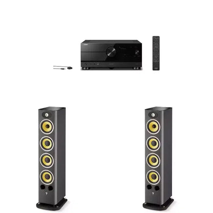 Focal Aria K2 936 Ash Grey (Limited Edition) 3-Way Floorstanding Audiophile Tower Speaker - PAIR, with RX-A8ABL AVENTAGE 11.2-Channel AV Receiver w...