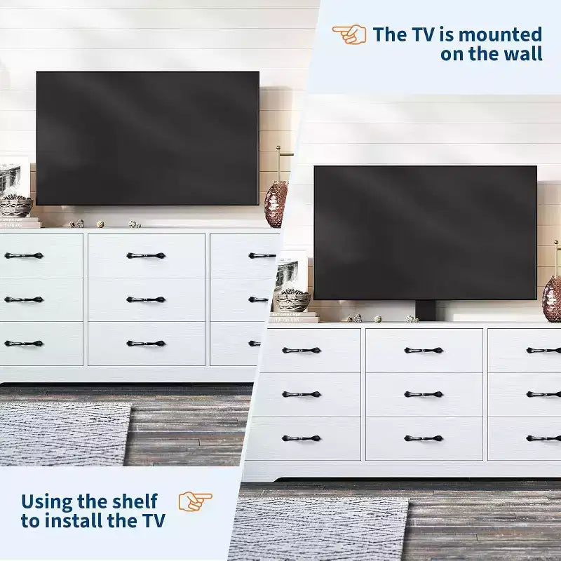 9-Drawer TV Stand with Integrated TV Area, Large Storage Console for Flat Screen TVs up to 85 Inch, Multi-Functional Media Center for Living Room