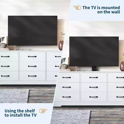 9-Drawer TV Stand with Integrated TV Area, Large Storage Console for Flat Screen TVs up to 85 Inch, Multi-Functional Media Center for Living Room