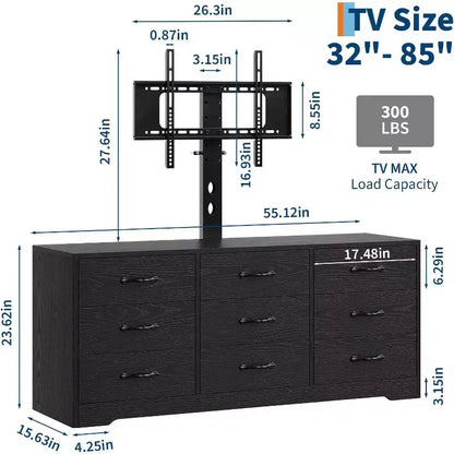 9-Drawer TV Stand with Integrated TV Area, Large Storage Console for Flat Screen TVs up to 85 Inch, Multi-Functional Media Center for Living Room