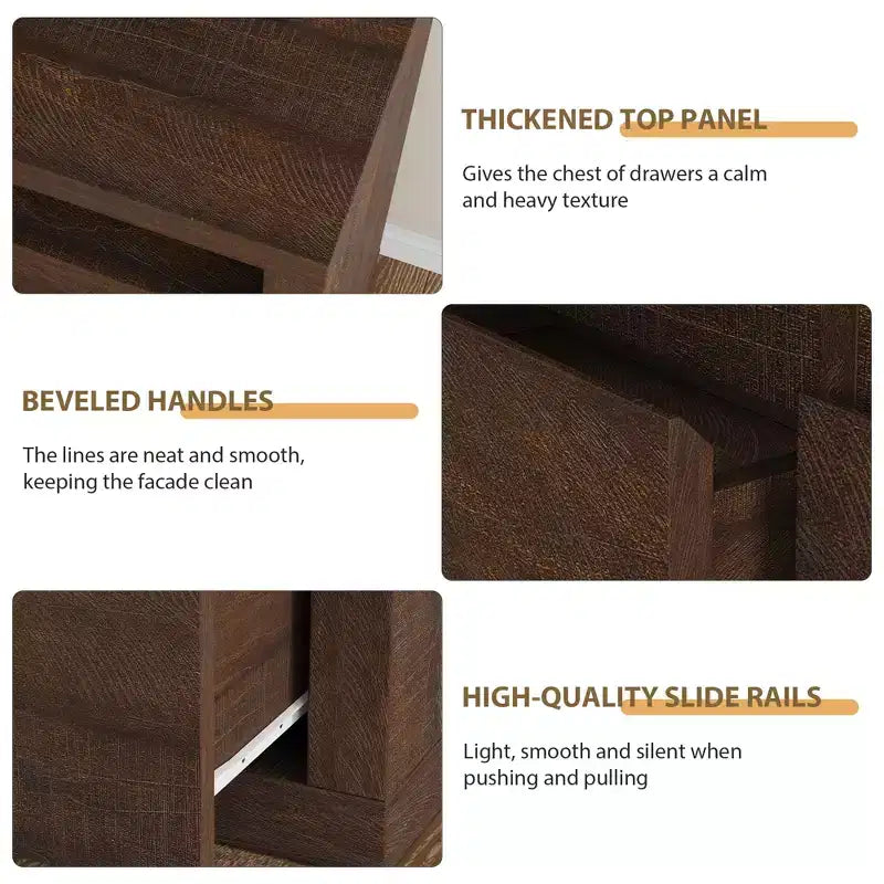 6 Drawer Dresser for Bedroom, Modern Mid Century Chest of Drawers with 2 Open Shelves, 47 Wide Wooden Double Dresser TV Stand for Closet, Living Room