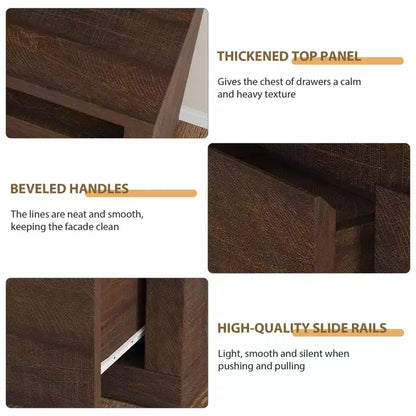 6 Drawer Dresser for Bedroom, Modern Mid Century Chest of Drawers with 2 Open Shelves, 47 Wide Wooden Double Dresser TV Stand for Closet, Living Room
