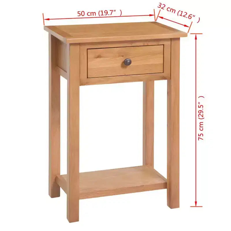 vidaXL Console Table Solid Oak & Engineered Wood 19.7x12.6x29.5 Brown