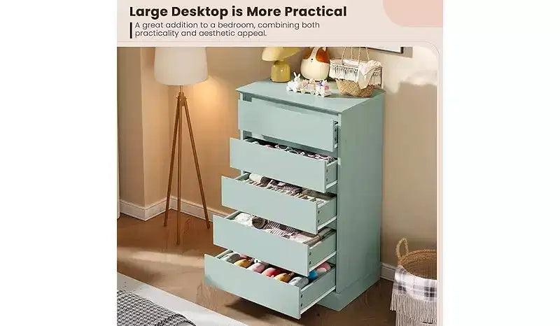 5 Drawer Dressers,Chest of Drawers with Deep Drawers,Large Double Dresser for Closet with Wide Top,Tall Wooden Dresser for Living Room, Bedroom