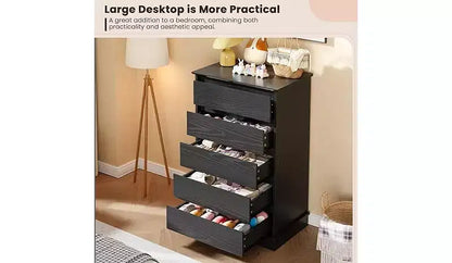 5 Drawer Dressers,Chest of Drawers with Deep Drawers,Large Double Dresser for Closet with Wide Top,Tall Wooden Dresser for Living Room, Bedroom
