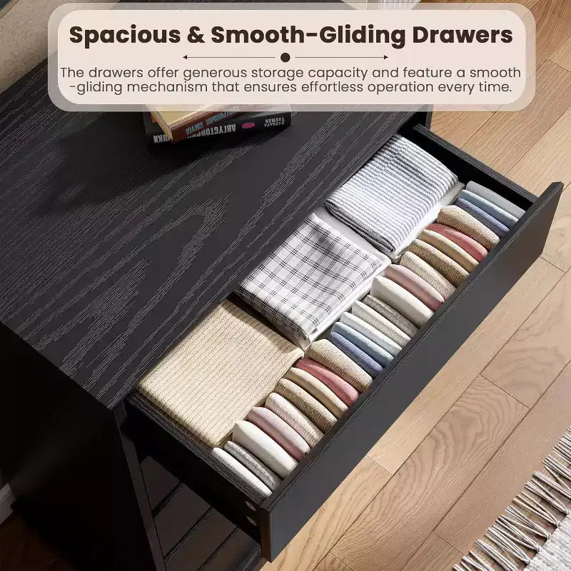 5 Drawer Dressers,Chest of Drawers with Deep Drawers,Large Double Dresser for Closet with Wide Top,Tall Wooden Dresser for Living Room, Bedroom