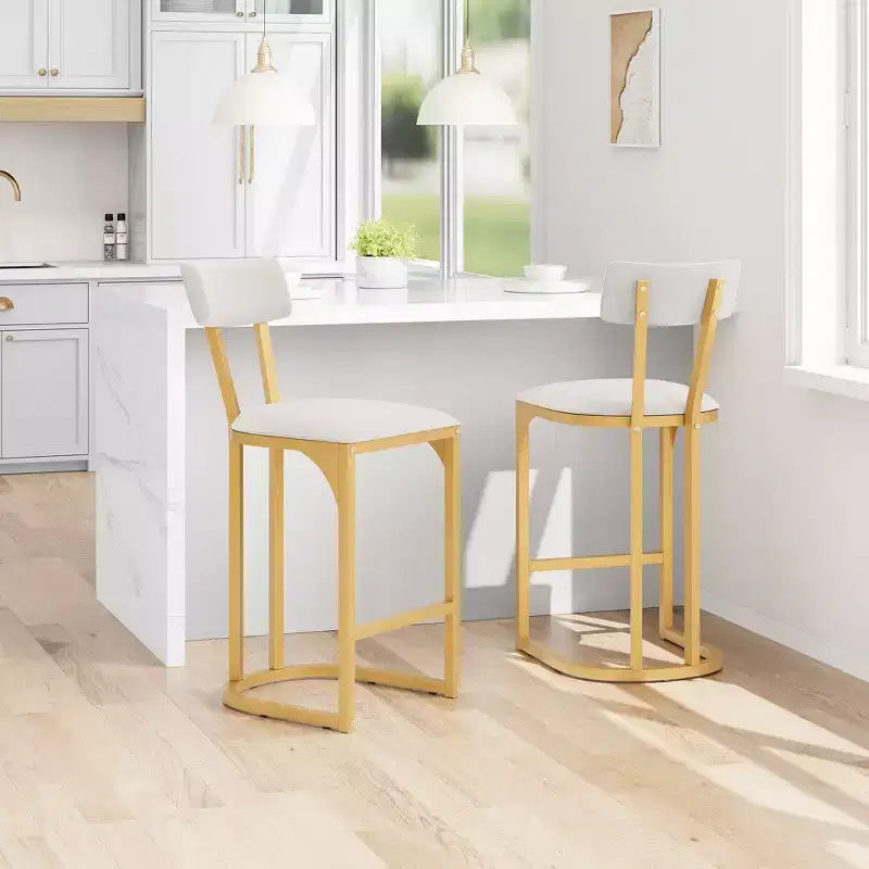Bar Stools Set, Counter Height Bar Stools for Kitchen Counter, Island Chairs, Modern Tall Barstools with Back, Metal Counter Stools with Upholstered