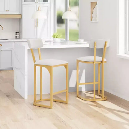 Bar Stools Set, Counter Height Bar Stools for Kitchen Counter, Island Chairs, Modern Tall Barstools with Back, Metal Counter Stools with Upholstered