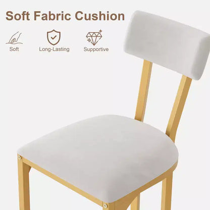 Bar Stools Set, Counter Height Bar Stools for Kitchen Counter, Island Chairs, Modern Tall Barstools with Back, Metal Counter Stools with Upholstered