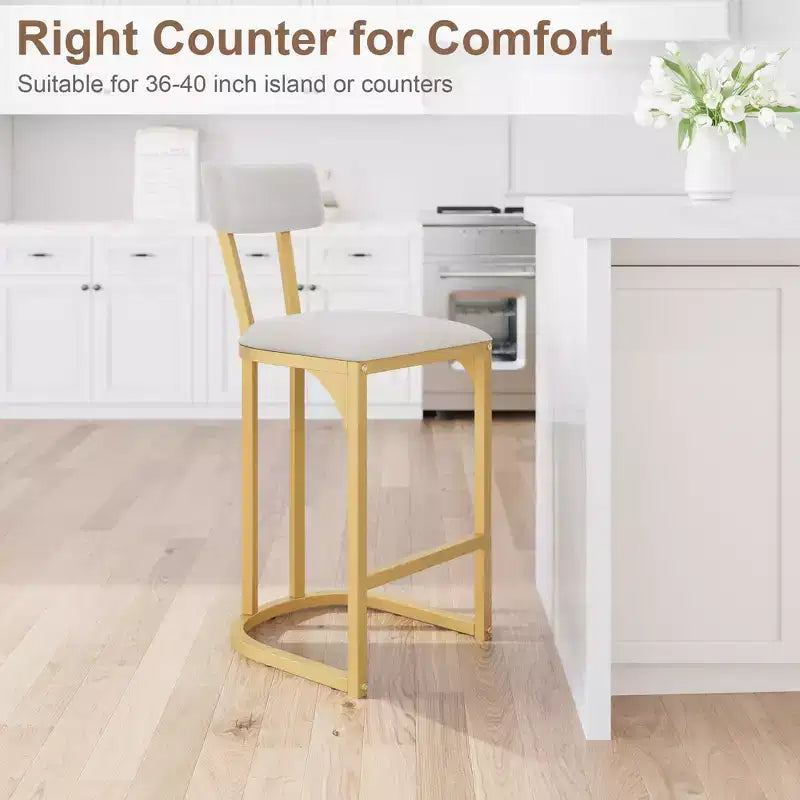 Bar Stools Set, Counter Height Bar Stools for Kitchen Counter, Island Chairs, Modern Tall Barstools with Back, Metal Counter Stools with Upholstered