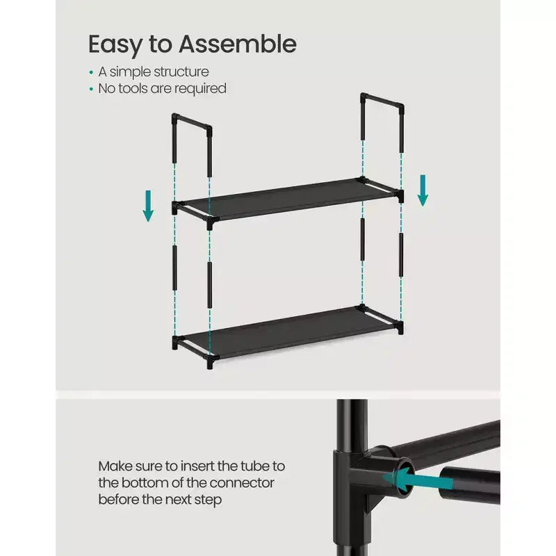 10-Tier Shoe Rack, 68 Inch Tall Metal Frame Shelf with Non-Woven Fabric Shelves, Modular Organizer for Entryway Bedroom, Black