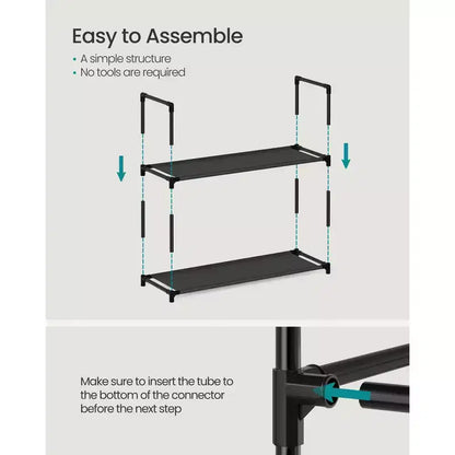 10-Tier Shoe Rack, 68 Inch Tall Metal Frame Shelf with Non-Woven Fabric Shelves, Modular Organizer for Entryway Bedroom, Black