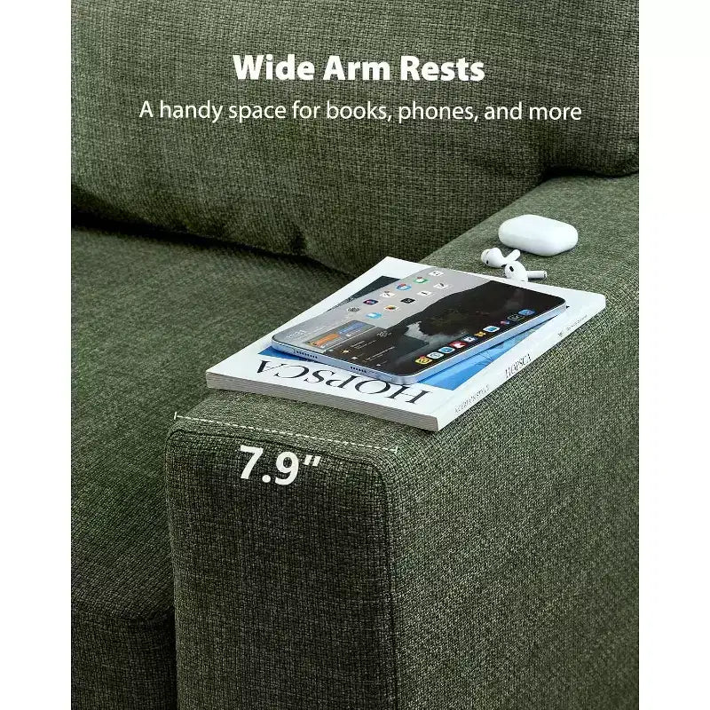 65 inch living room sofa, 2-seater sofa with wide armrests and deep seats, comfortable sofa, sofa with detachable and washable lid