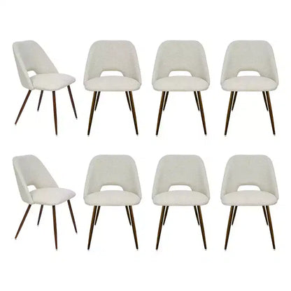 Panipeachy Dining Room Chairs Set of 8, Modern Upholstered Fabric Side Chair with Walnut Finish Metal Legs