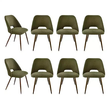 Panipeachy Set di 8 Sedie da Pranzo, Sedie Laterali Moderne Imbottite in Tessuto con Gambe in Metallo Finitura Noce