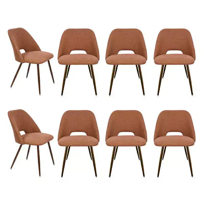 Panipeachy Set di 8 Sedie da Pranzo, Sedie Laterali Moderne Imbottite in Tessuto con Gambe in Metallo Finitura Noce