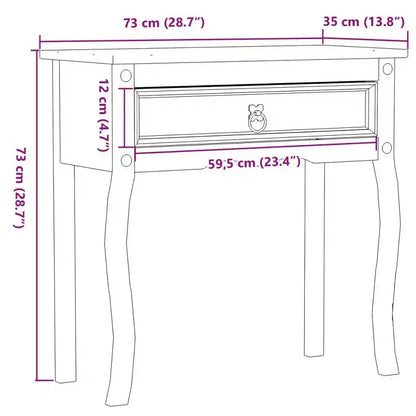 vidaXL Console Table Corona 28.7x13.8x28.7 Solid Wood Pine