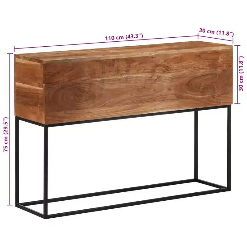 vidaXL Console Table 43.3x11.8x29.5 Solid Wood Acacia and Iron