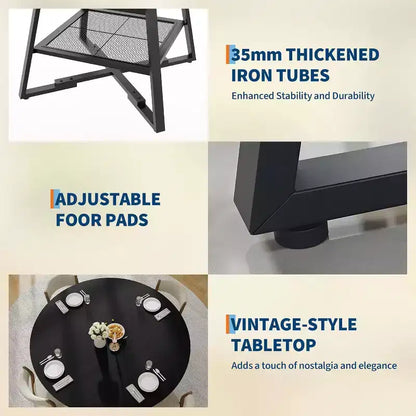 Tavolo da Pranzo Rotondo Acekool da 47 Pollici con Ripiano Portaoggetti, Tavolo da Cucina con Base in Metallo per 4-6 Persone