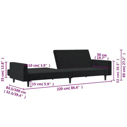vidaXL 2-Seater Sofa Bed Accent Upholstered Loveseat Sleeper Couch Velvet