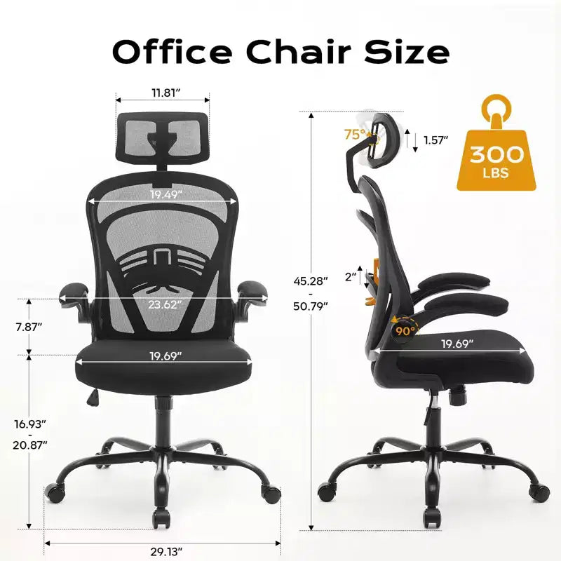 Sedia da ufficio ergonomica, sedia da scrivania per computer con schienale alto, altezza regolabile e braccioli ribaltabili, sedia da gaming in rete confortevole per l'home office