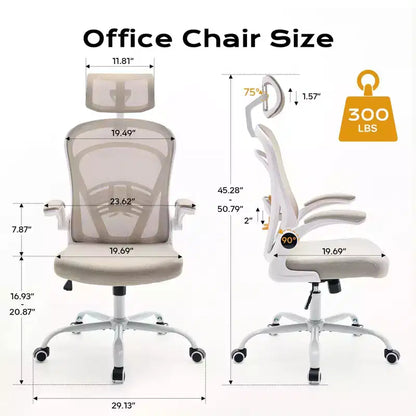 Sedia da ufficio ergonomica, sedia da scrivania per computer con schienale alto, altezza regolabile e braccioli ribaltabili, sedia da gaming in rete confortevole per l'home office