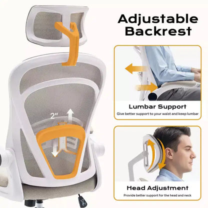 Sedia da ufficio ergonomica, sedia da scrivania per computer con schienale alto, altezza regolabile e braccioli ribaltabili, sedia da gaming in rete confortevole per l'home office