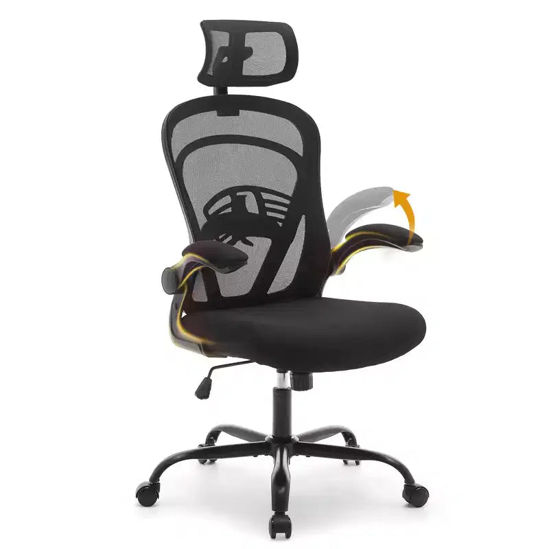 Sedia da ufficio ergonomica, sedia da scrivania per computer con schienale alto, altezza regolabile e braccioli ribaltabili, sedia da gaming in rete confortevole per l'home office