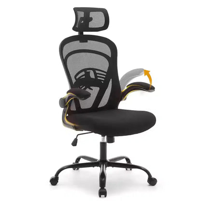 Sedia da ufficio ergonomica, sedia da scrivania per computer con schienale alto, altezza regolabile e braccioli ribaltabili, sedia da gaming in rete confortevole per l'home office
