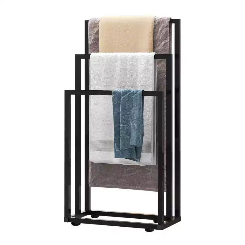 38 H Free Standing Towel Rack, 3 Tier Towel Drying Rack, Steel Blanket Drying and Display Rack for Bathroom Bedroom Hot Tub Gym Pool