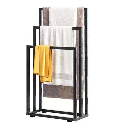 38 H Free Standing Towel Rack, 3 Tier Towel Drying Rack, Steel Blanket Drying and Display Rack for Bathroom Bedroom Hot Tub Gym Pool